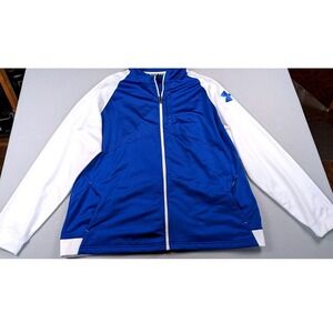 Under Armour Mens Track Jacket Blue White Full Zip Loose Fit 3XL 3TG/3EG 0021
